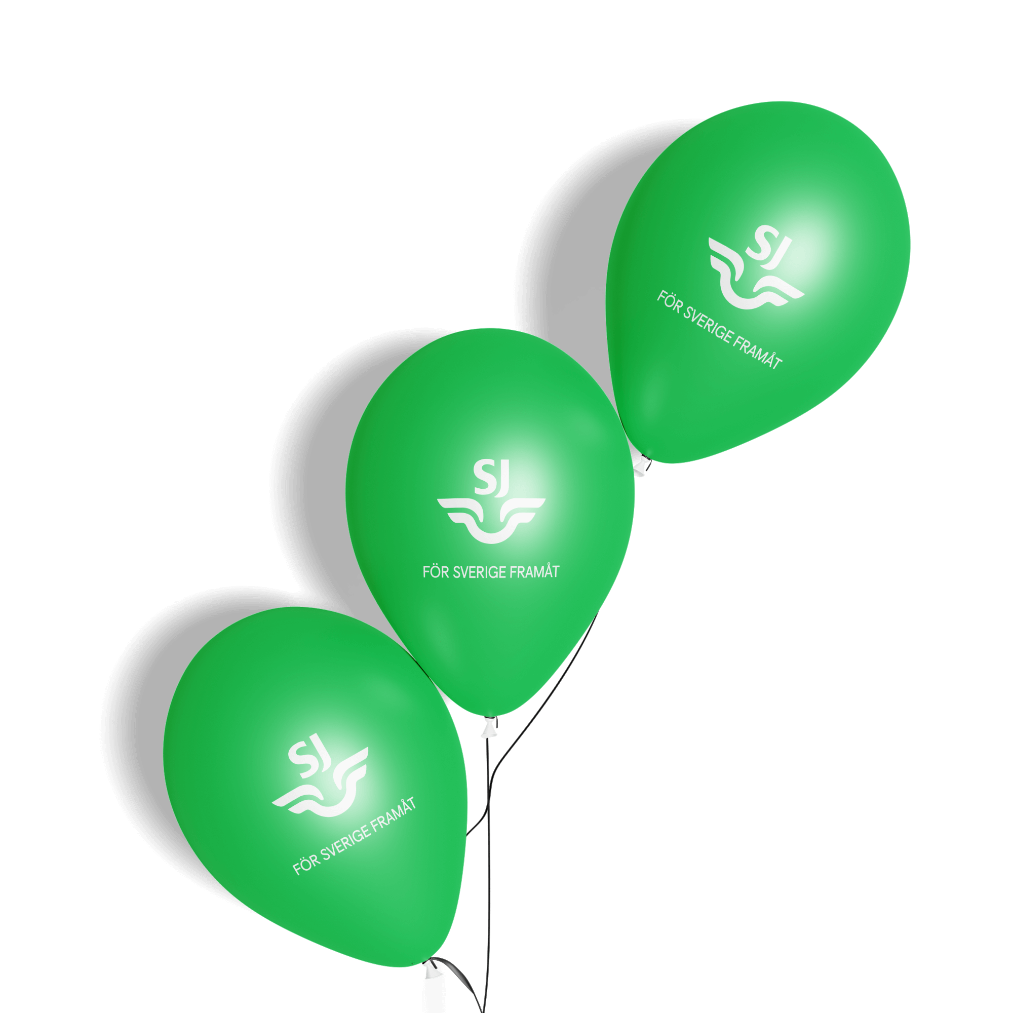 gröna ballonger med sj logga på